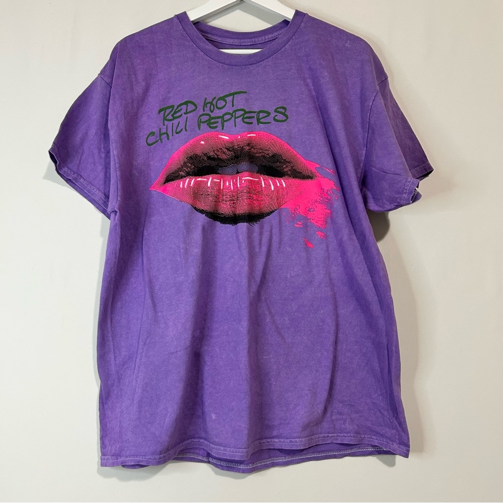 Red Hot Chili Peppers Unisex Smeared Lipstick Graphic T-Shirt Purple Size XL New